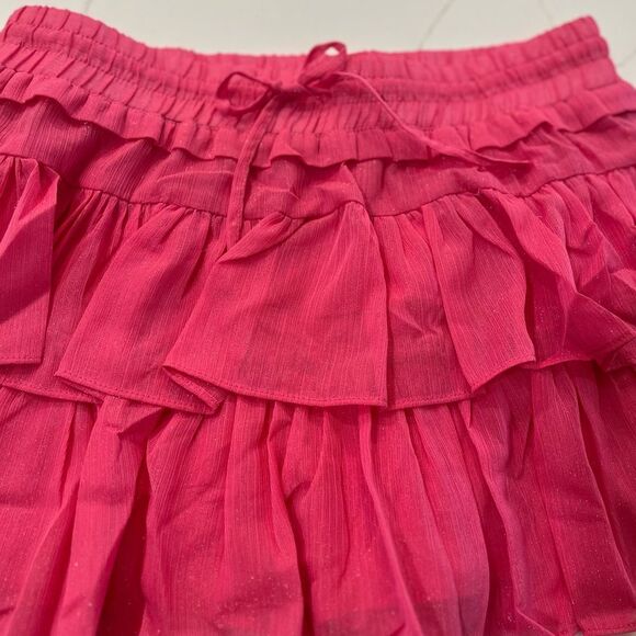 day + moon Pink Bubble Mini Skirt with Ruffled Tiers - Picture 7 of 12